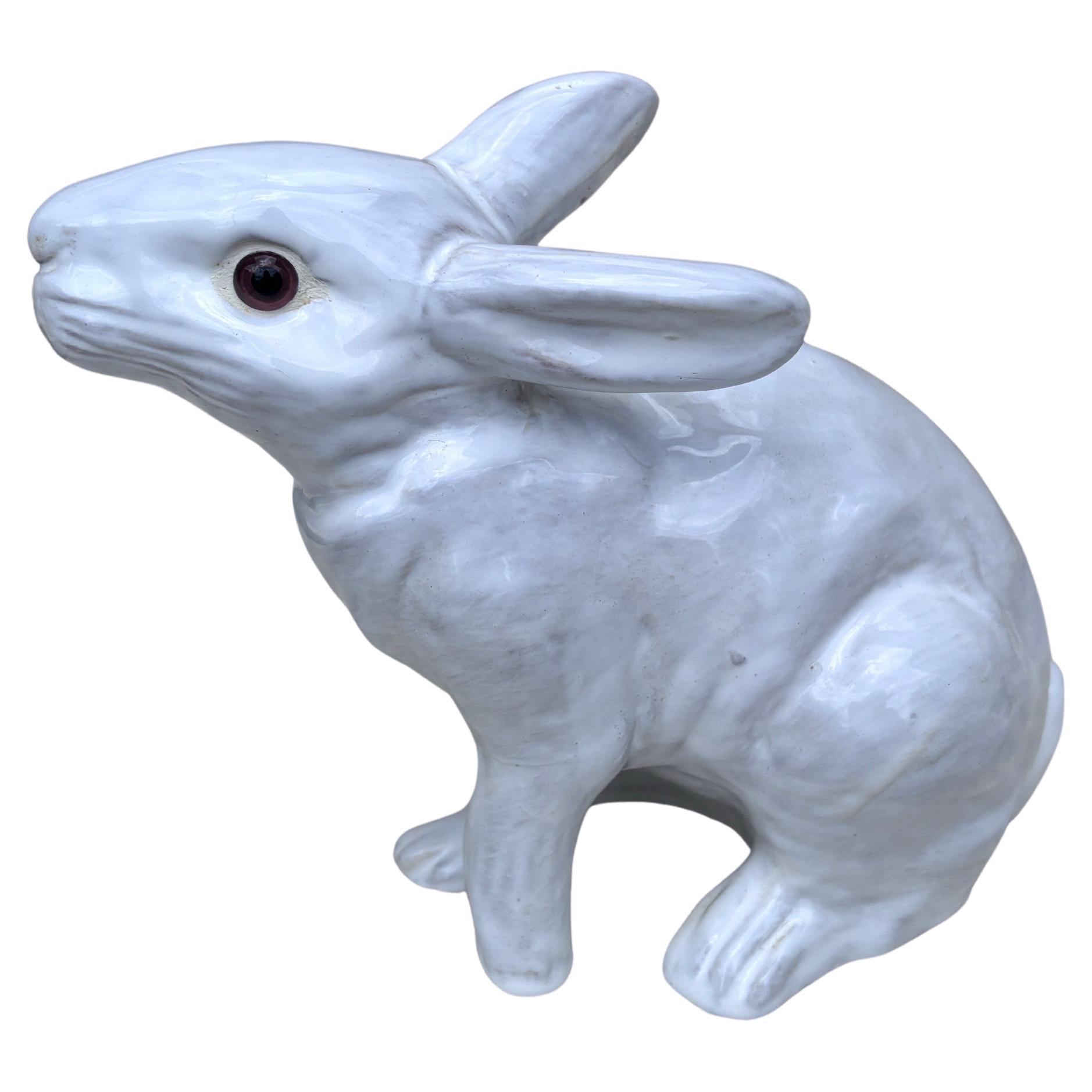 French Majolica Terracotta Rabbit Bavent Circa 1950.