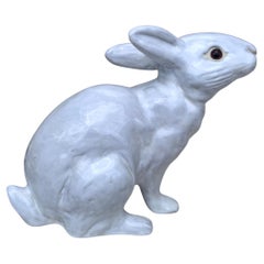 French Majolica Terracotta Rabbit Bavent Circa 1950