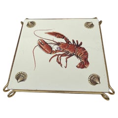 French Majolica Trivet Lobster Gien Circa 1940