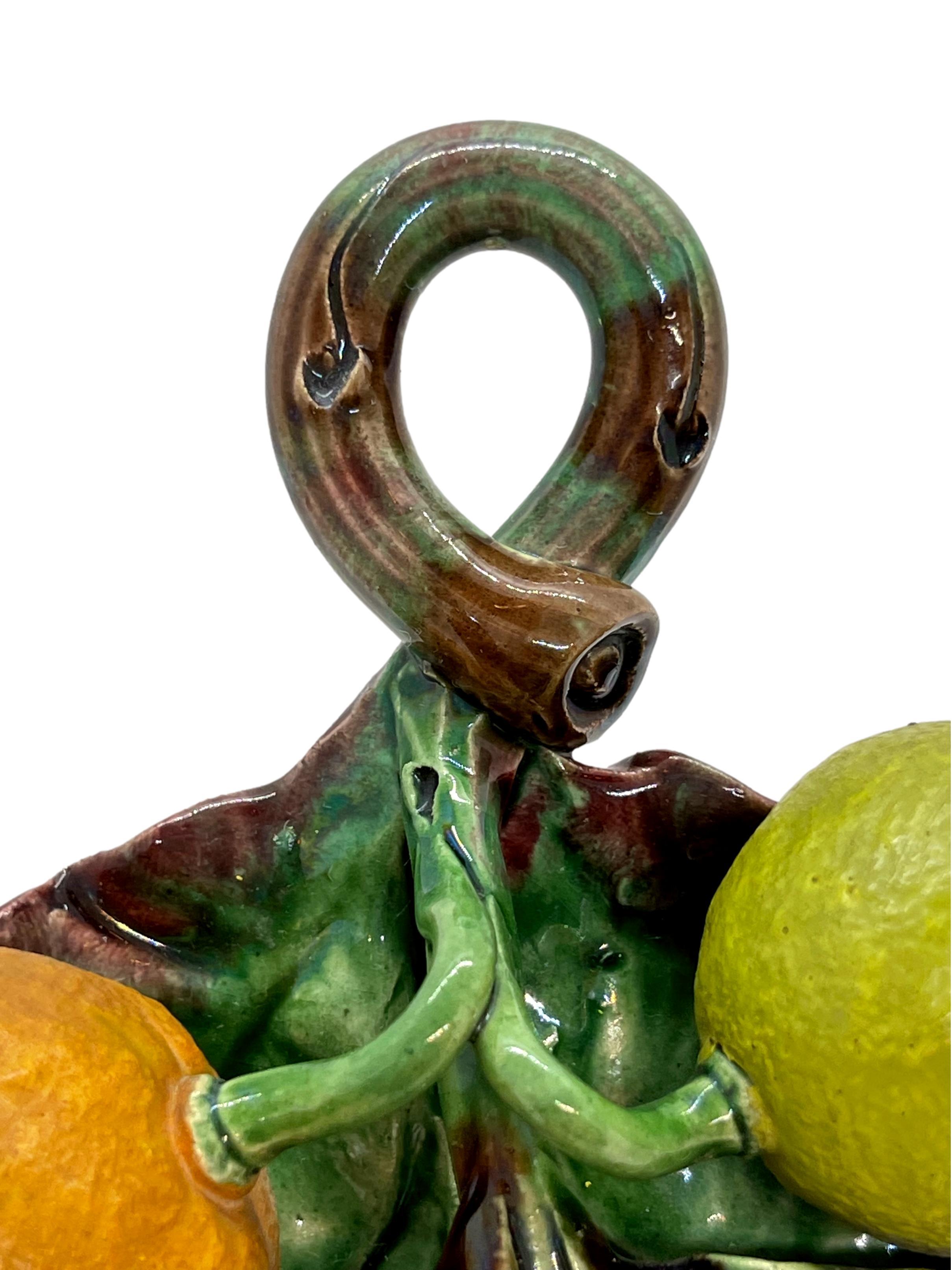 19th Century French Majolica Trompe L'oeil Wall Plaque with Oranges, Perret-Gentil, Menton For Sale