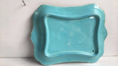 French Majolica Turquoise Strawberry Platter Sarreguemines, circa 1870