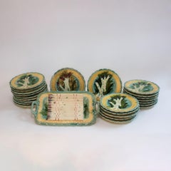 French Majolica Twenty-Four-Piece Asparagus Service, Mid-20th Century