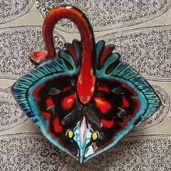 French Majolica Vallauris Manta Ray Dish Platter, circa 1960