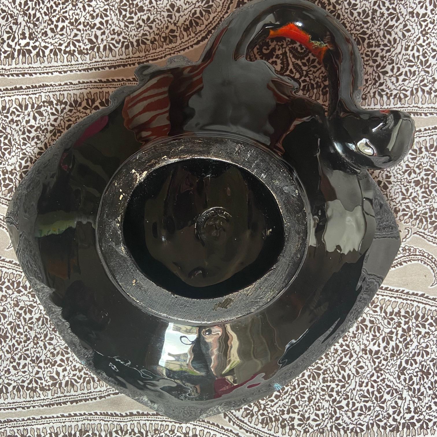 Mid-20th Century French Majolica Vallauris Manta Ray Dish Platter, circa 1960 For Sale