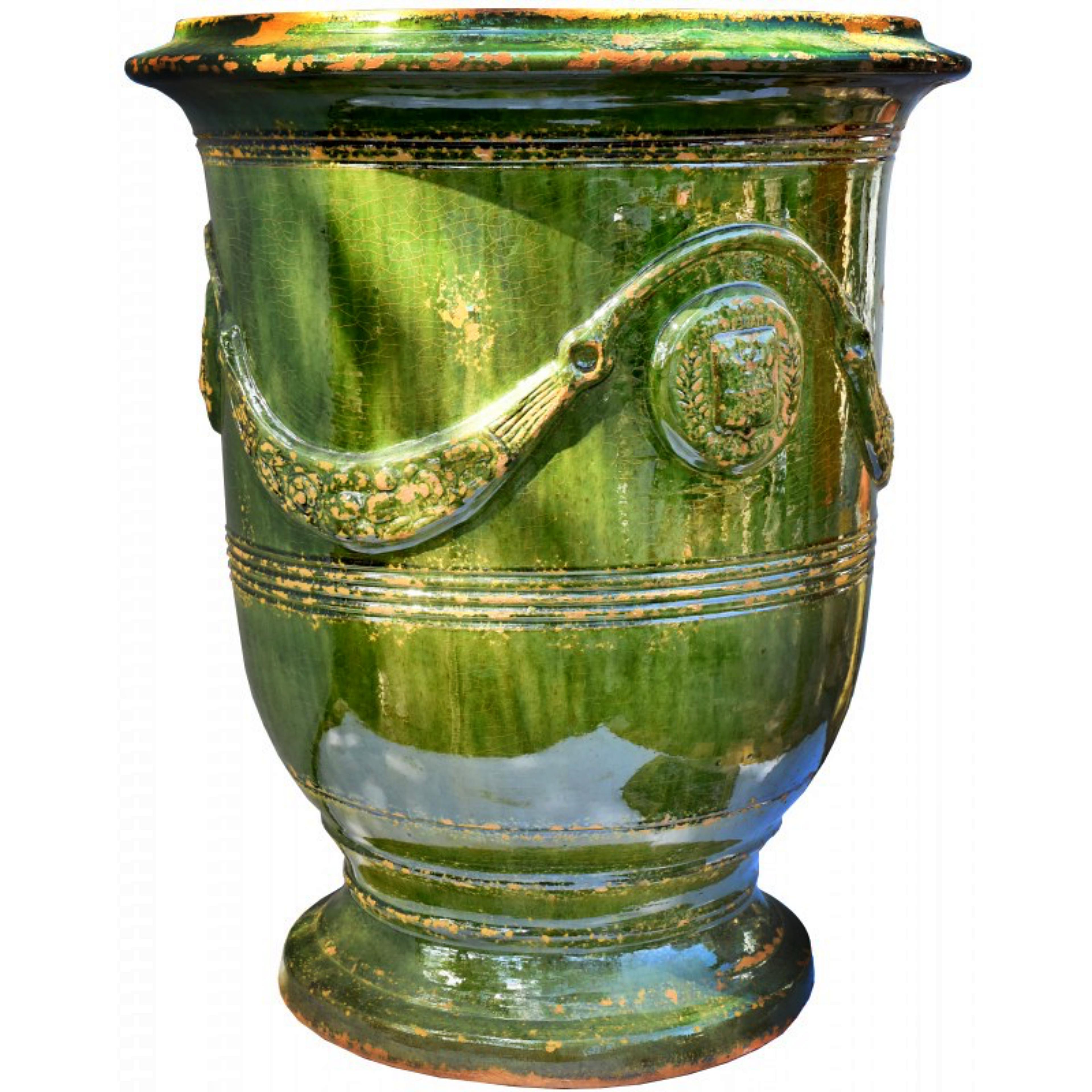 Hand-Crafted French Majolica Vase from the Cévennes 'France' Early 20th Century For Sale