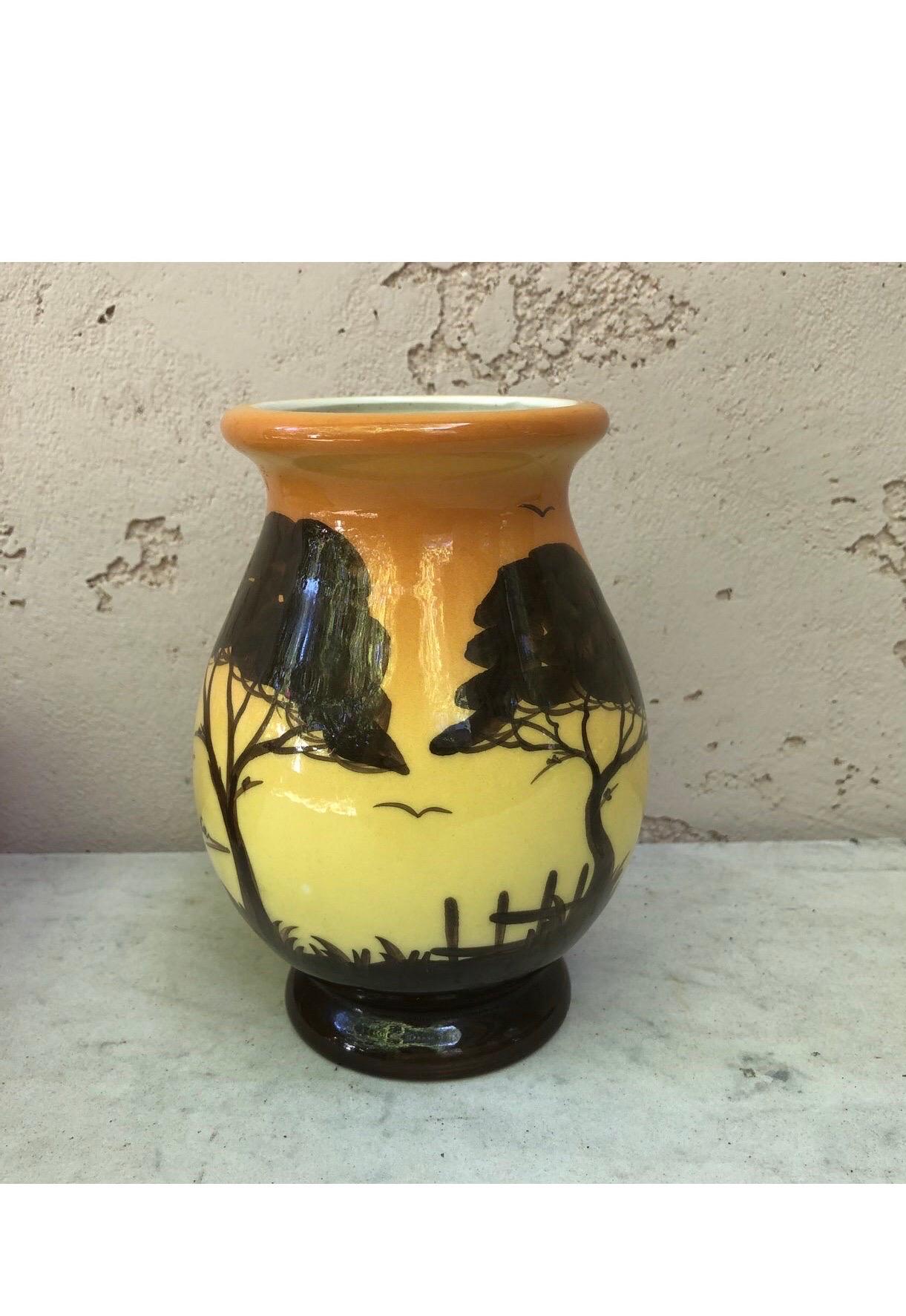 French Majolica Vase with Cicada, Circa 1950 In Good Condition For Sale In Austin, TX