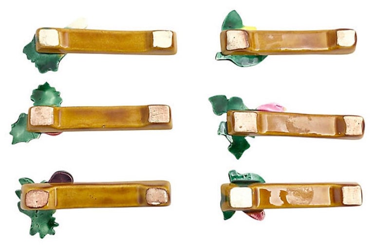 French Majolica Vegetable Knife Rests, Set of 6 at 1stDibs