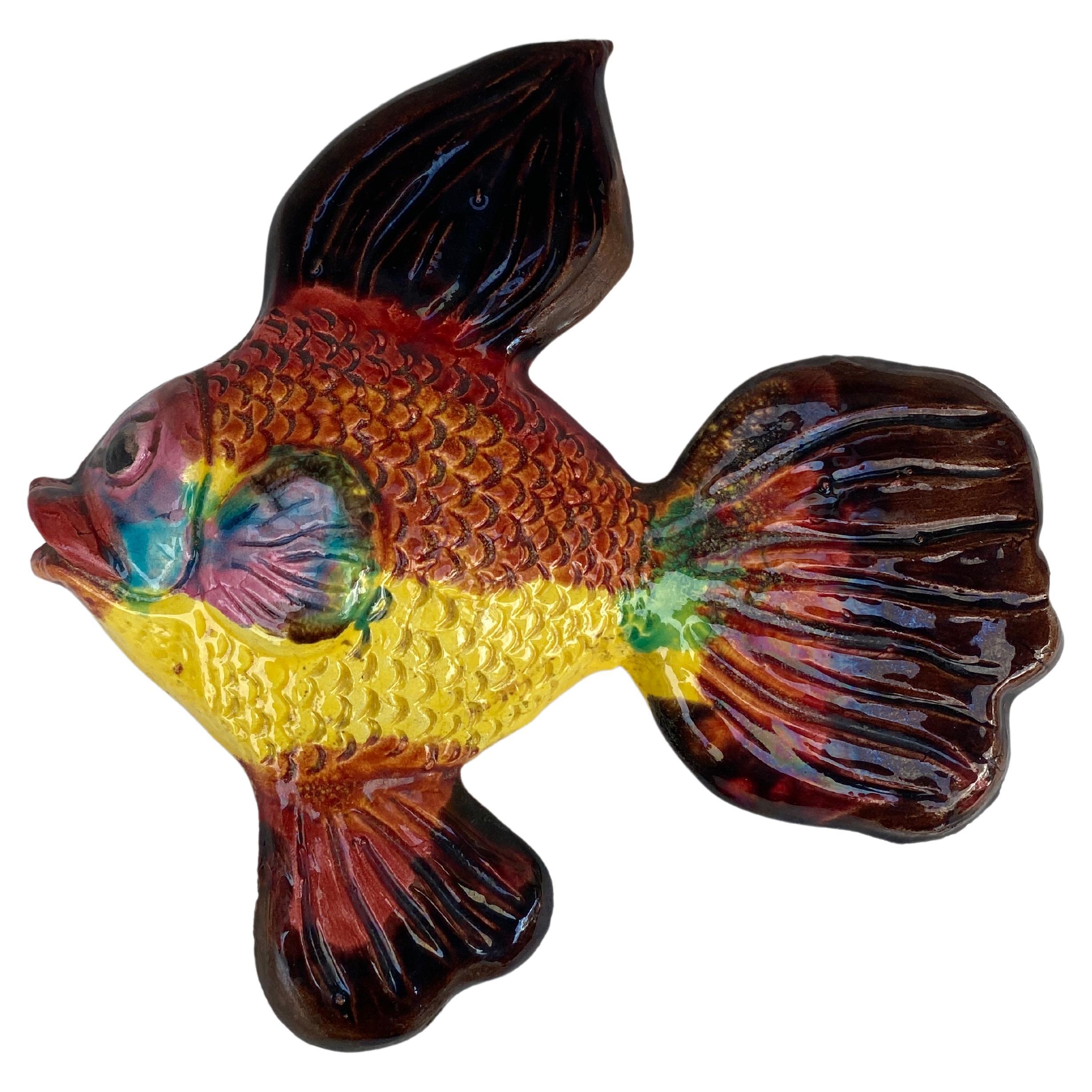 French Majolica Wall Fish Cote D’Azur Circa 1970