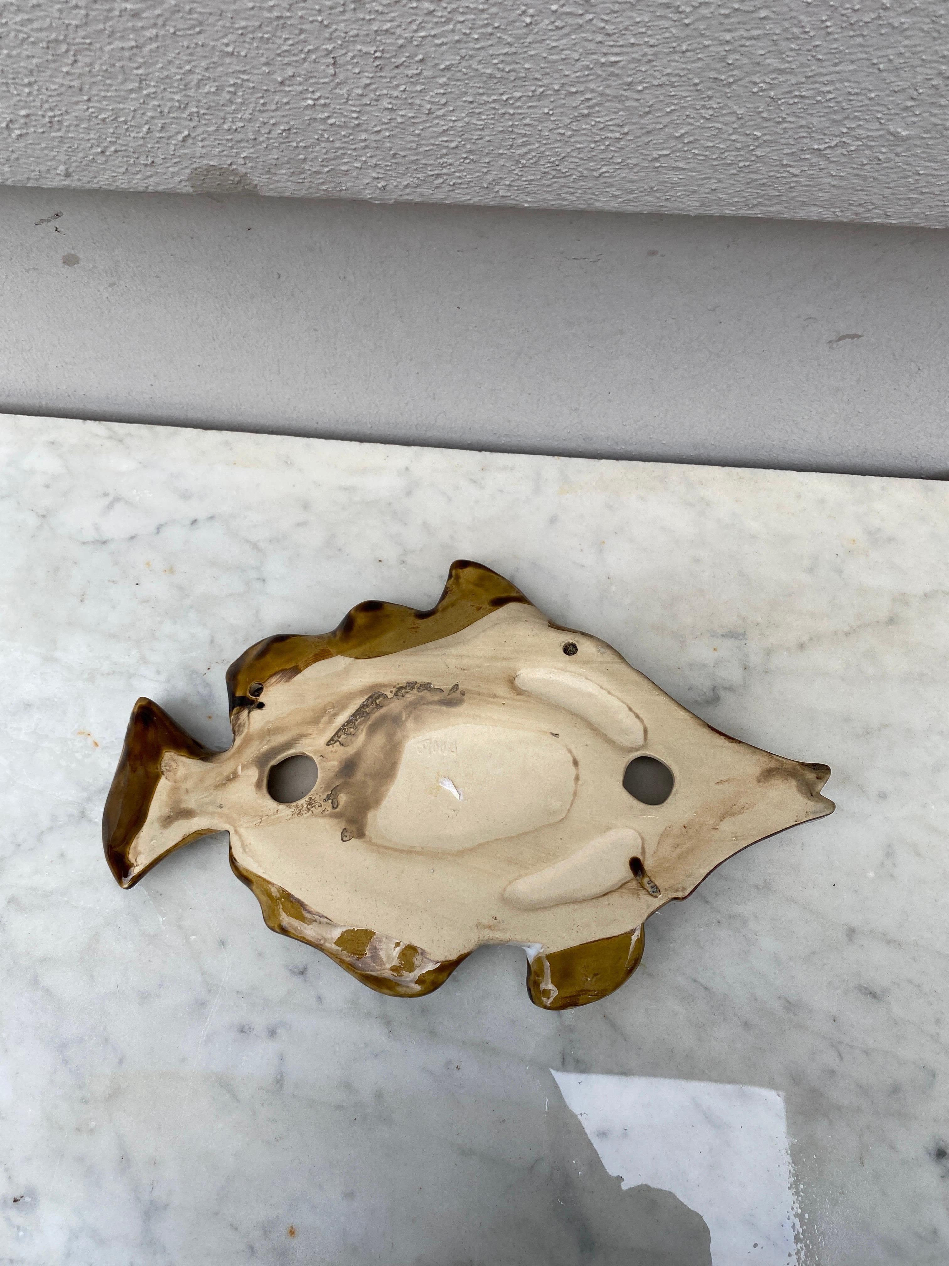 Late 20th Century French Majolica Wall Fish Vallauris, Circa 1970 For Sale