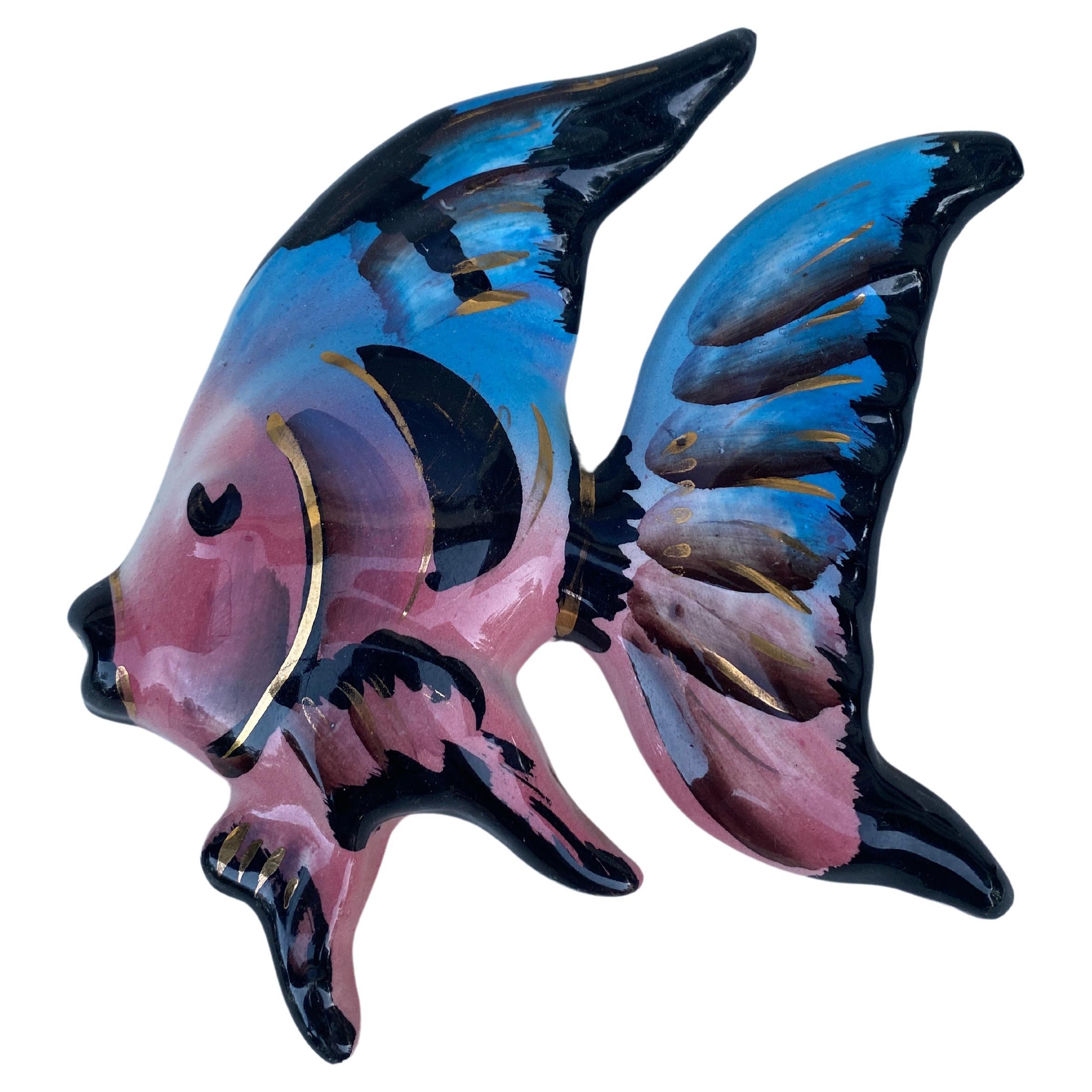 French Majolica Wall Fish Vallauris, Circa 1970