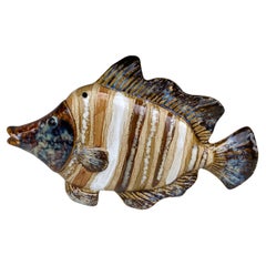 Vintage French Majolica Wall Fish Vallauris, Circa 1970