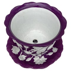 French Majolica Water Lily Cache Pot Creil & Montereau, Circa 1890