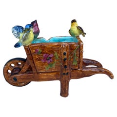 Jardiniere Brouette en majolique Jerome Massier, Circa 1900