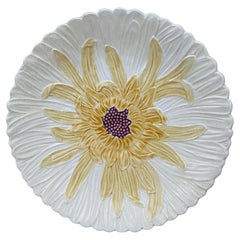 Antique French Majolica White Daisy Plate Orchies, circa 1890