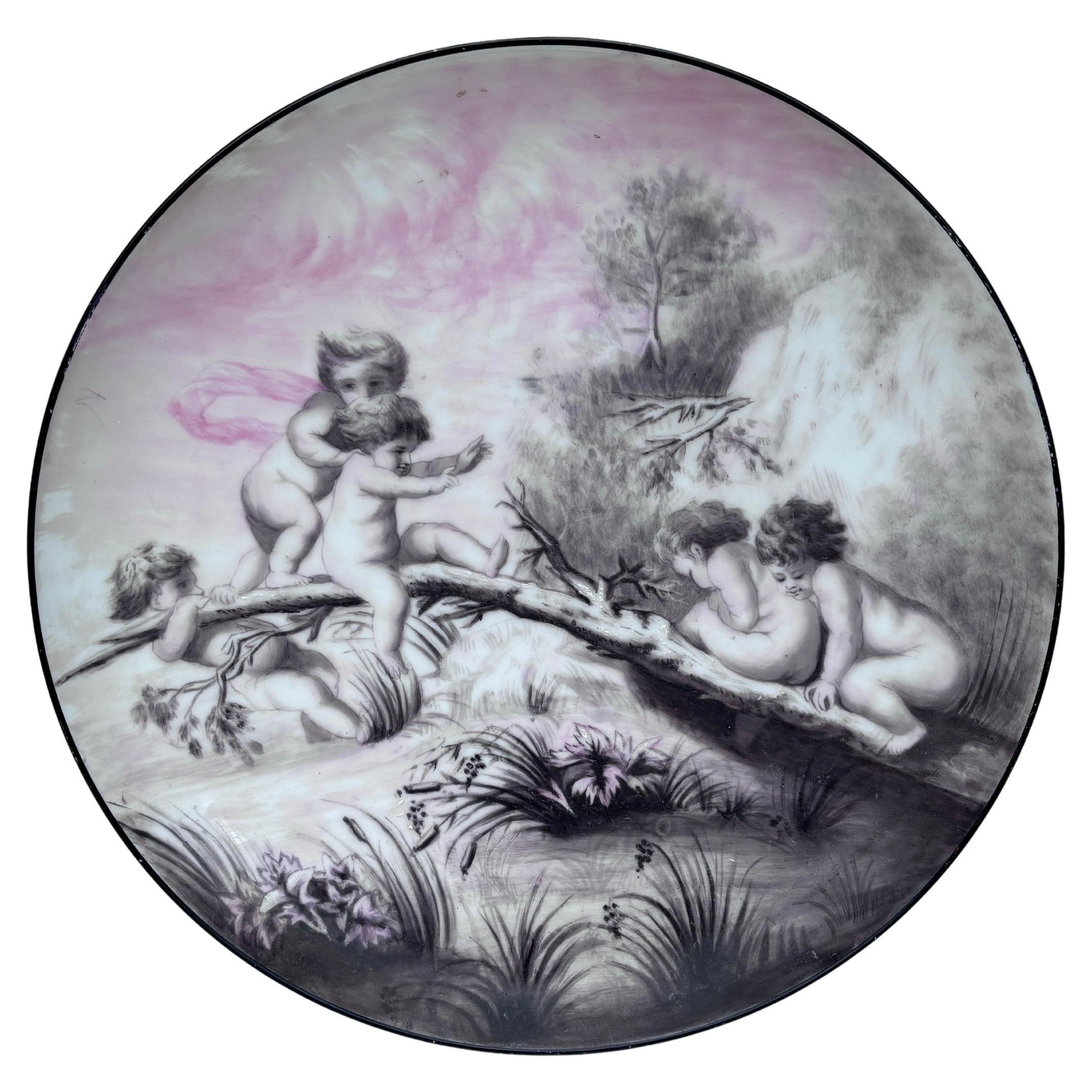 Plato de mayólica francesa Rosa silvestre Delphin Massier Circa 1890 en Bueno estado para la venta en Austin, TX