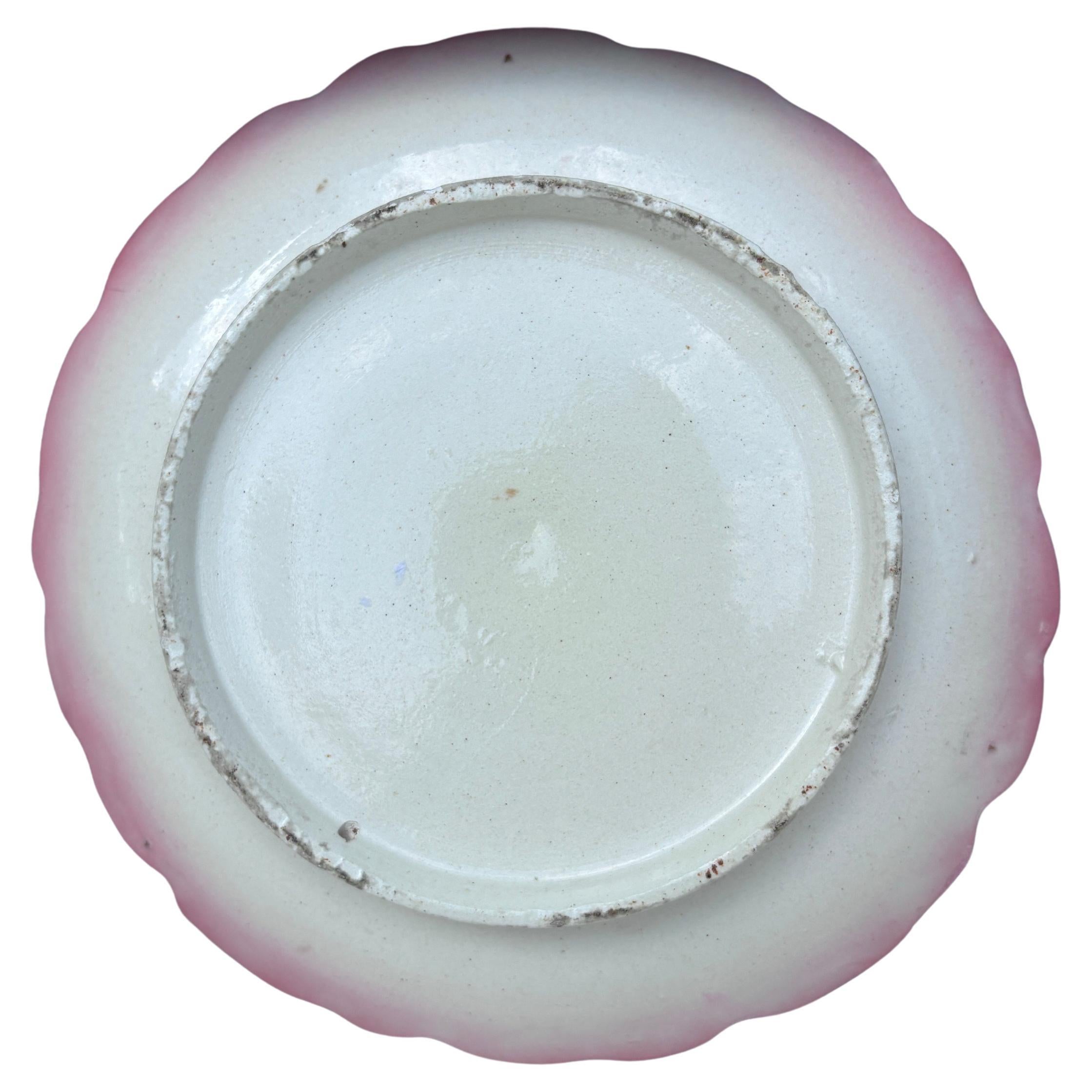 Plato de mayólica francesa Rosa silvestre Delphin Massier Circa 1890 Art Nouveau en venta