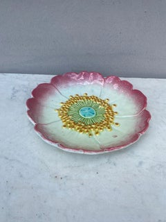 French Majolica Wild Rose Plate Jerome Massier Fils Circa 1900