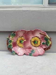 French Majolica Wild Rose Platter, circa 1900