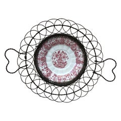 Französischer Majolika-Drahtkorb Gien um 1890