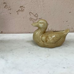 French Majolica Yellow Duck Bank, circa 1900