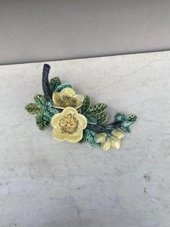 French Majolica Yellow Flowers Wall Pocket Fives Lille, circa 1890
