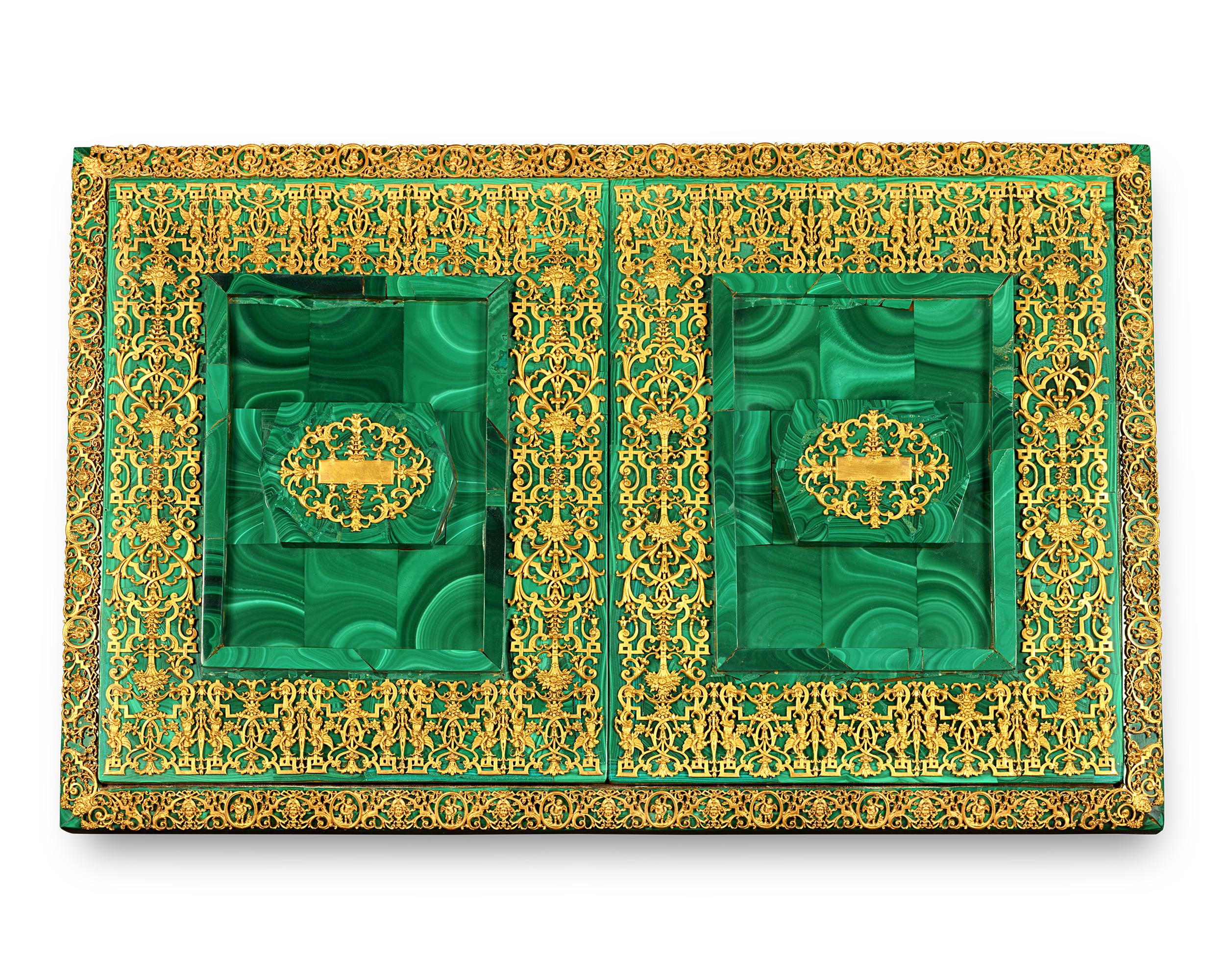 20th Century French Malachite Backgammon Board For Sale