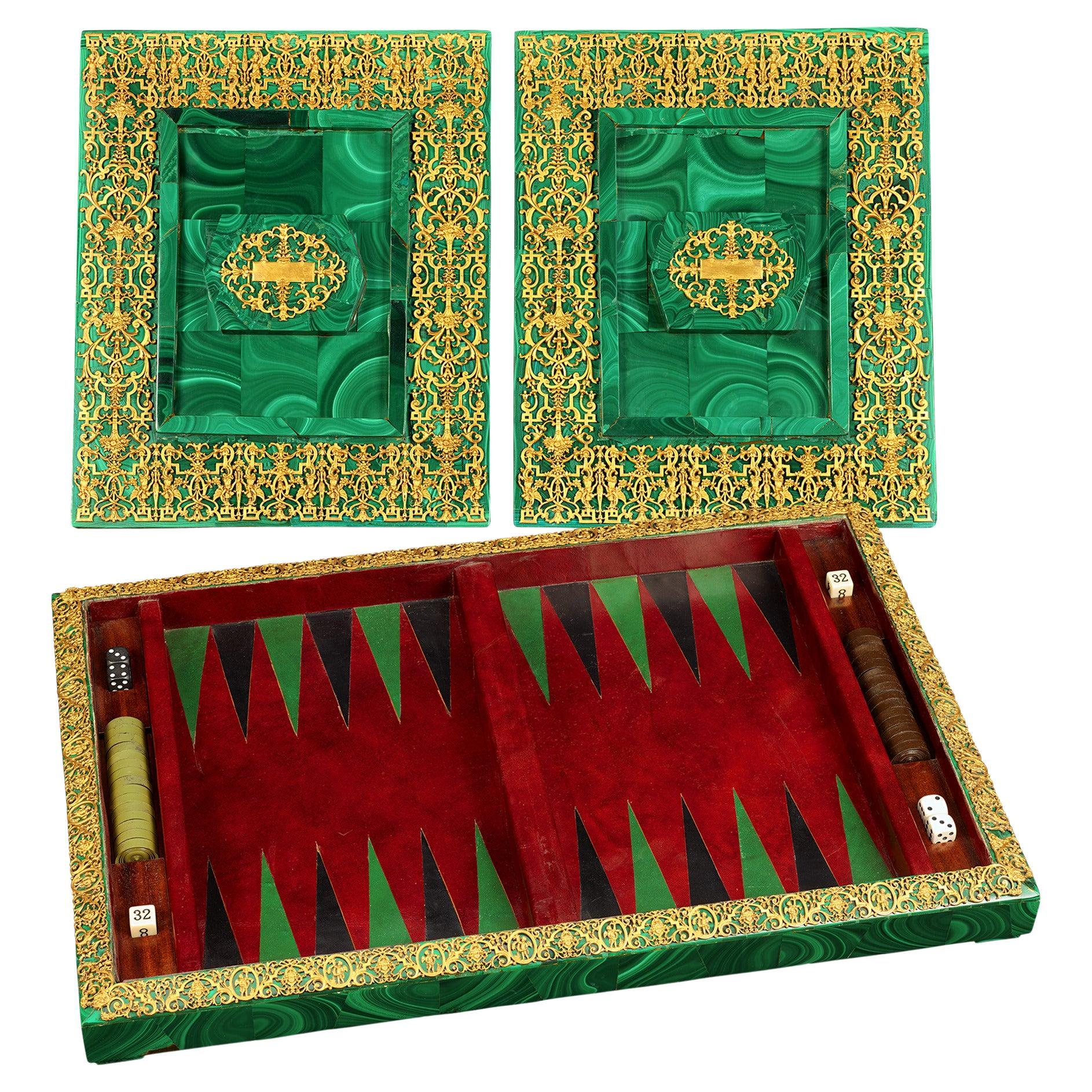 French Malachite Backgammon Board For Sale