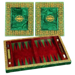 Französisches Malachit Backgammon-Karton