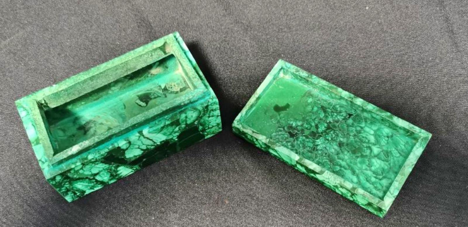 Hand-Crafted French Malachite Box 20th Century