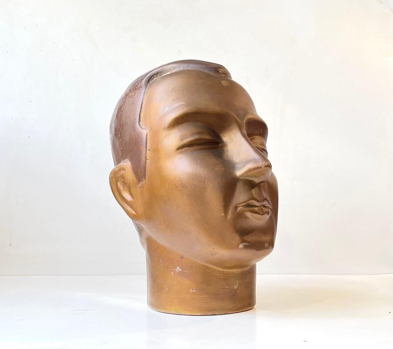 Art Deco French Male Mannequin Head, Hat Stand, 1930s For Sale