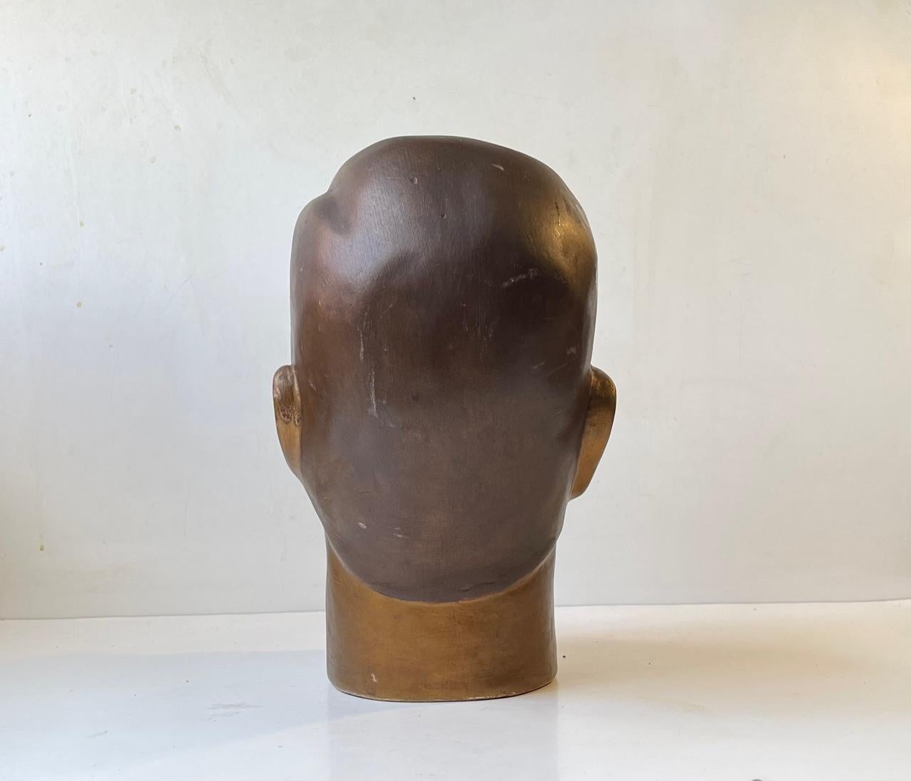 French Male Mannequin Head, Hat Stand, 1930s In Good Condition For Sale In Esbjerg, DK