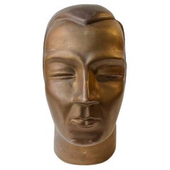 Vintage French Male Mannequin Head, Hat Stand, 1930s