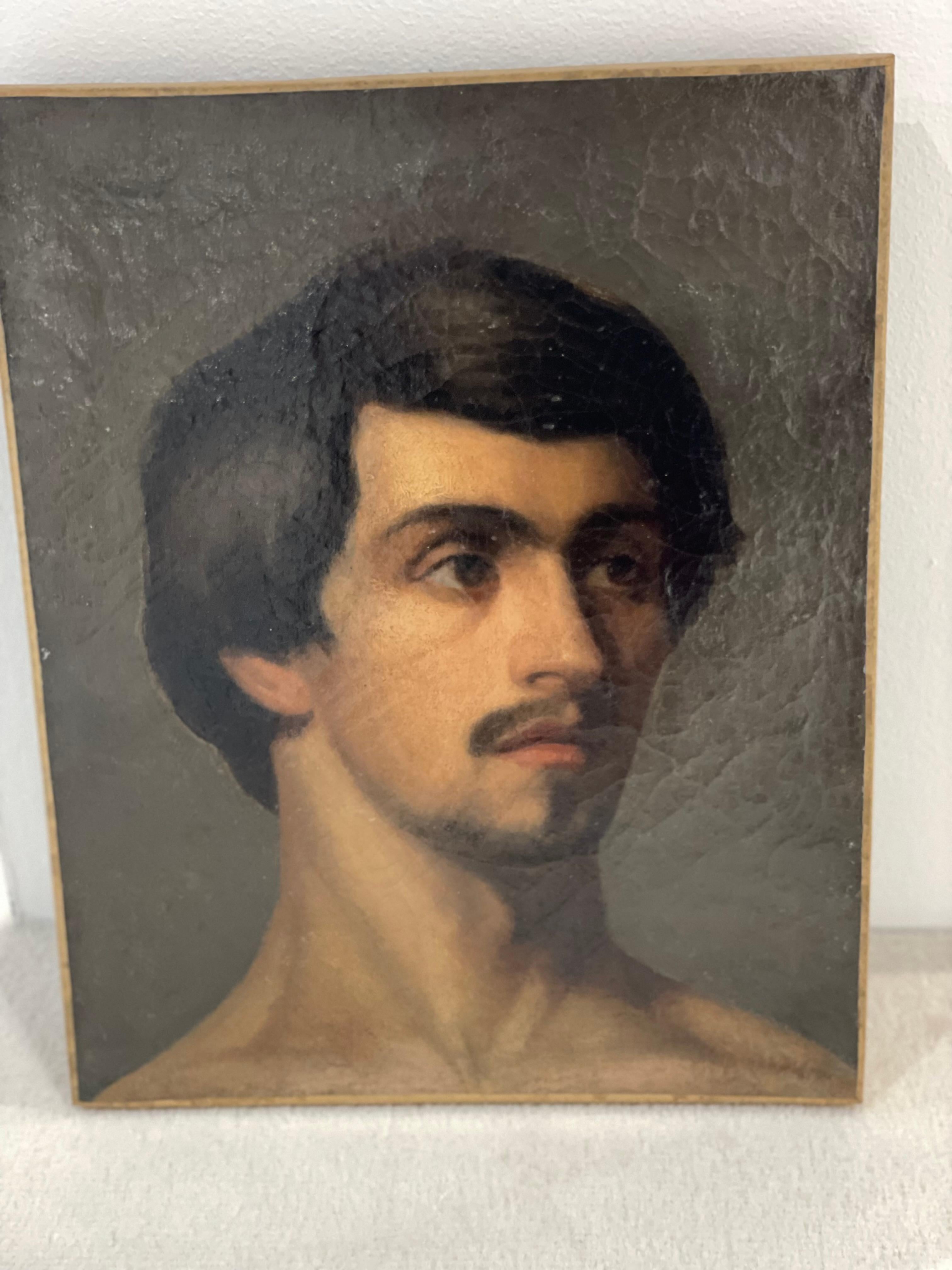 Paint French Man Portrait 19th Century For Sale