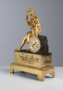 French Mantel Clock, Firegilded Bronze, Apollo with Lyre, Paris, circa 1830