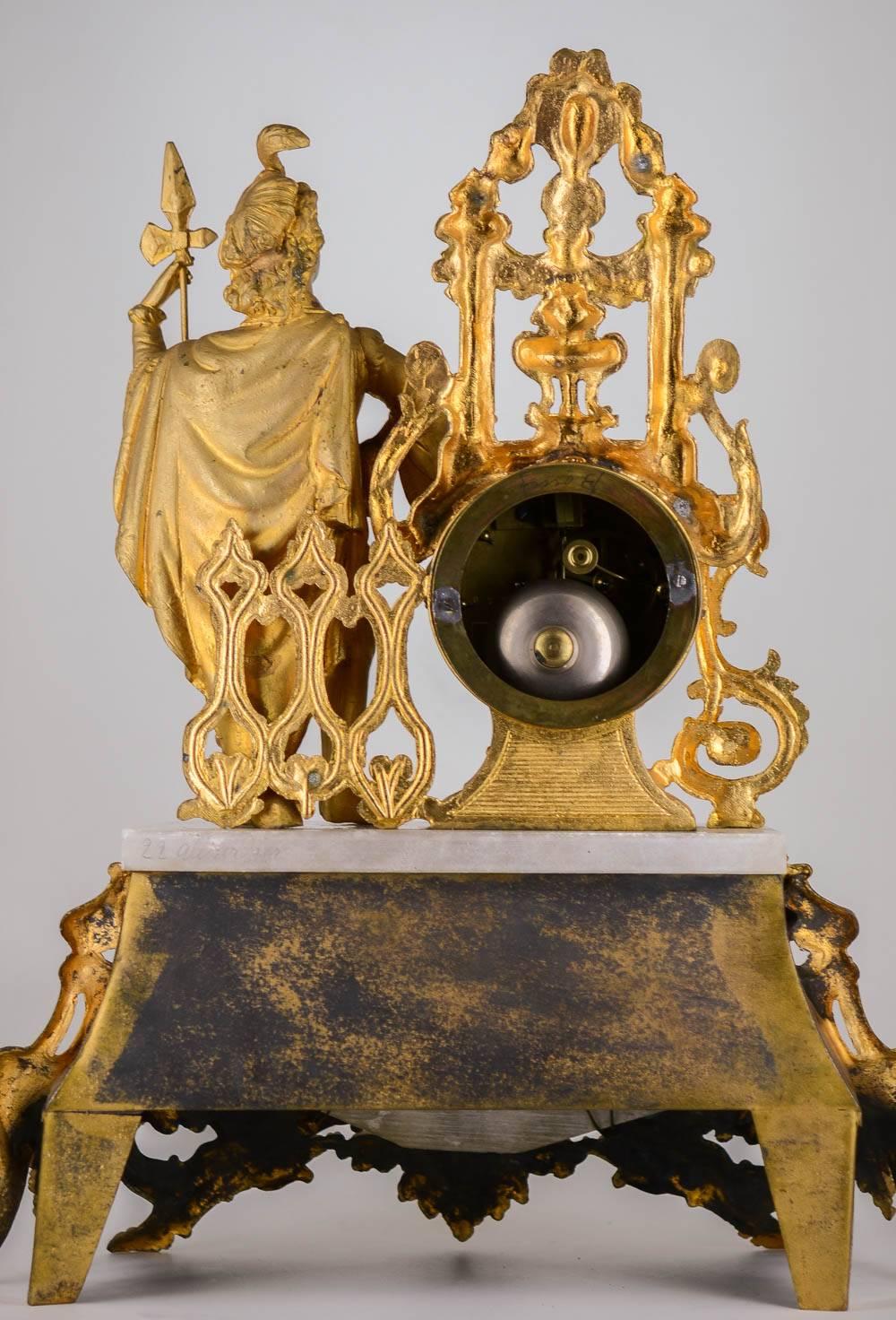 French Mantel Clock, Gilt and Alabaster, Signed Prevost Paris, circa 1850 For Sale 5