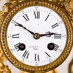 French Mantel Clock, Gilt and Alabaster, Signed Prevost Paris, circa 1850