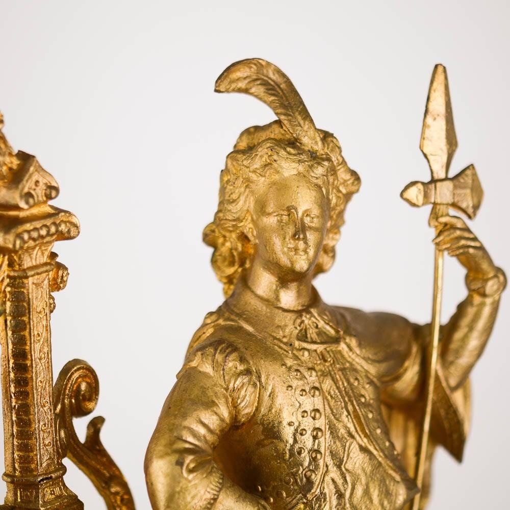 Napoleon III French Mantel Clock, Gilt and Alabaster, Signed Prevost Paris, circa 1850 For Sale