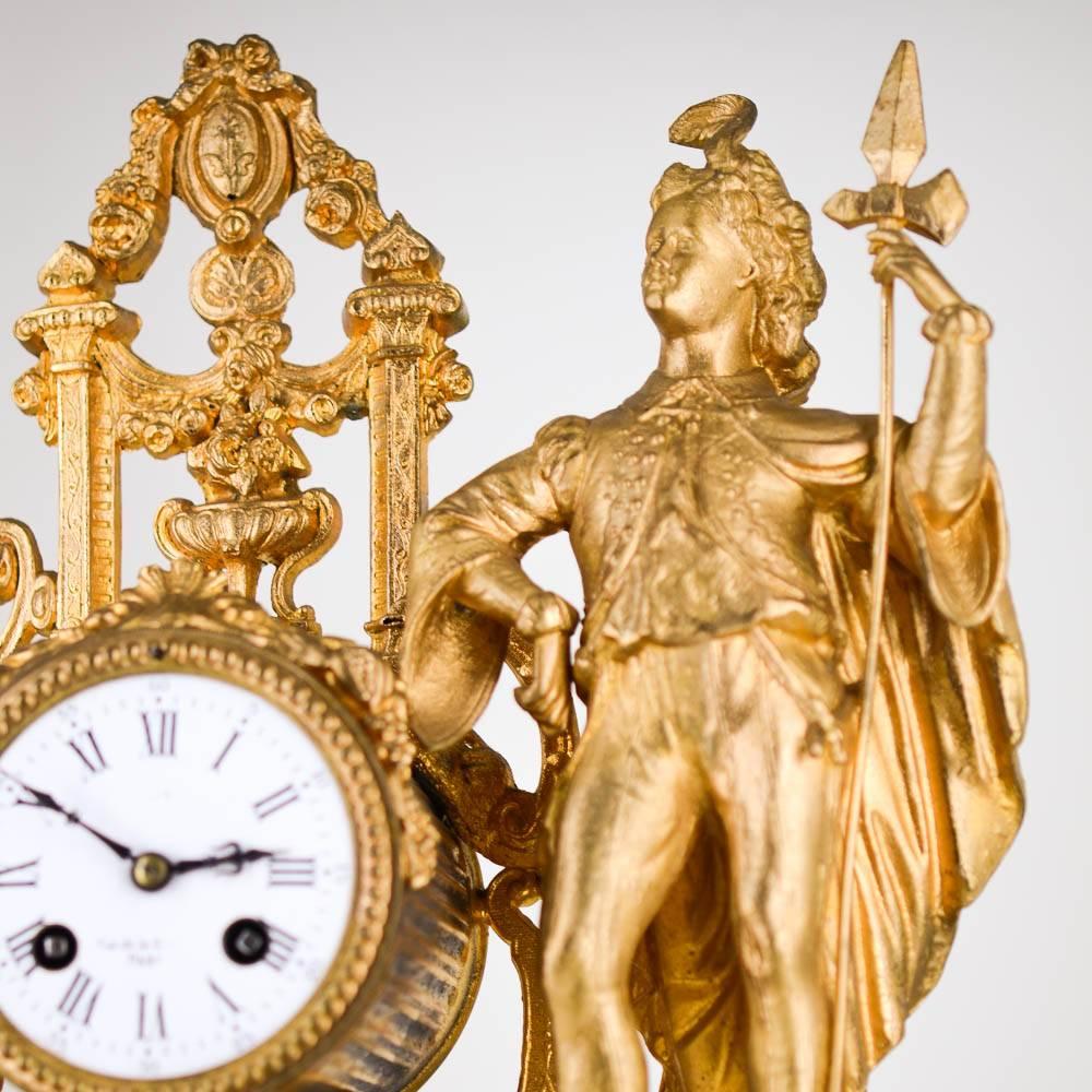 French Mantel Clock, Gilt and Alabaster, Signed Prevost Paris, circa 1850 For Sale 2