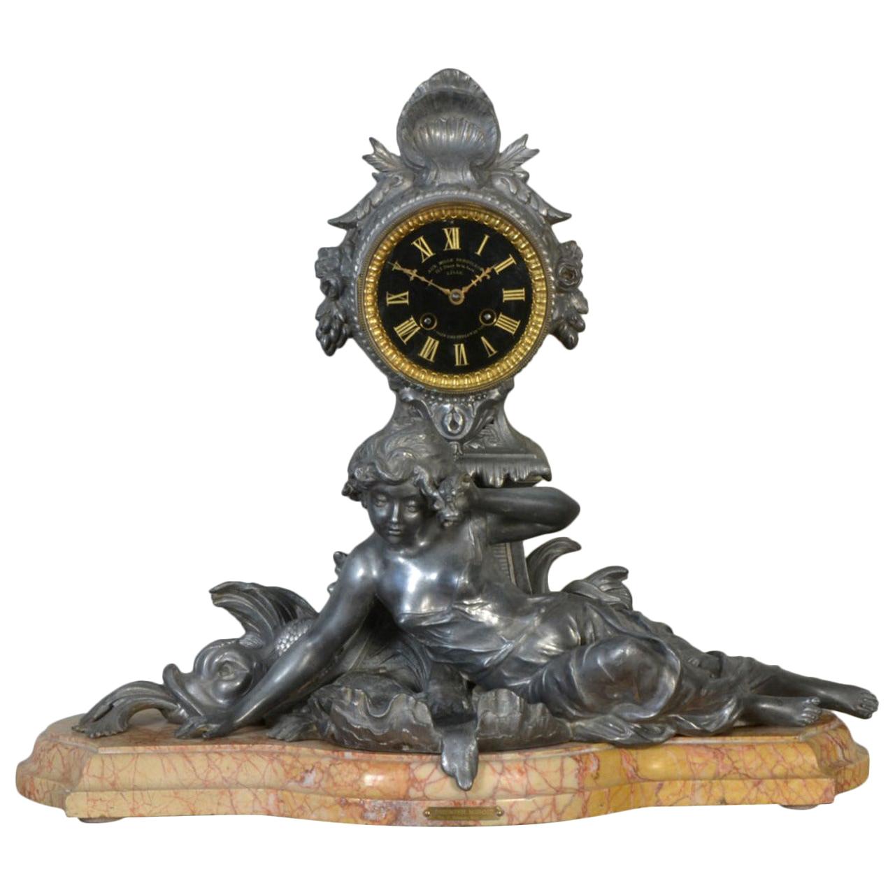 French Mantel Clock Le Premier Miroit Signed Francois Moreau For Sale