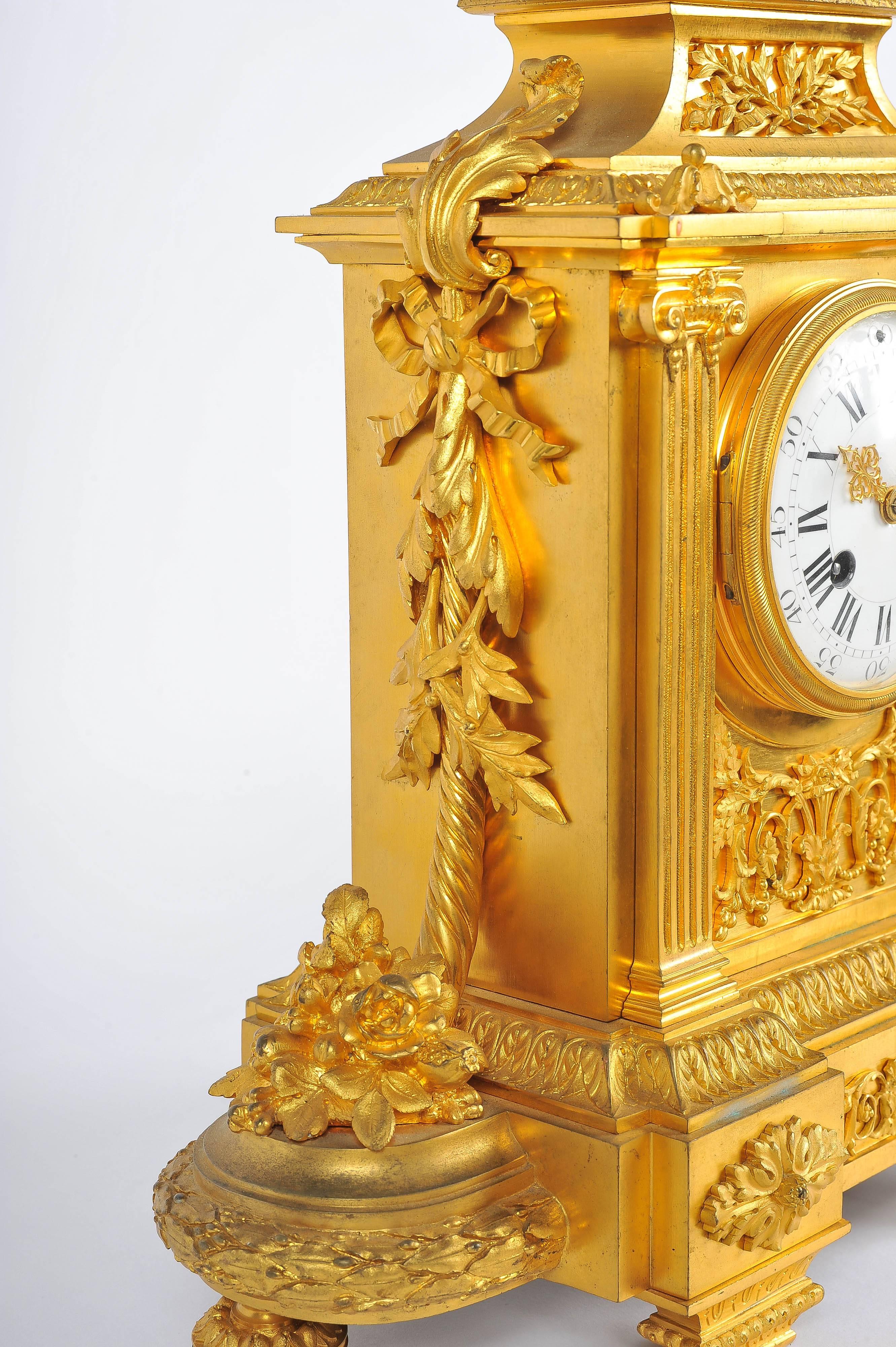 Napoleon III French Mantel Clock, Louis XVI Style, 19th Century