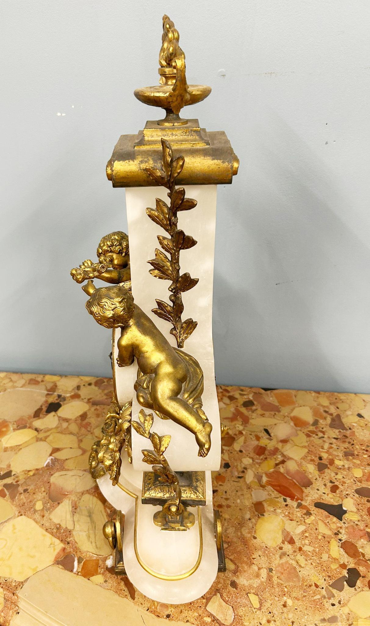 French Mantel Clock Marble Ormolu Putti Louis XV For Sale 4