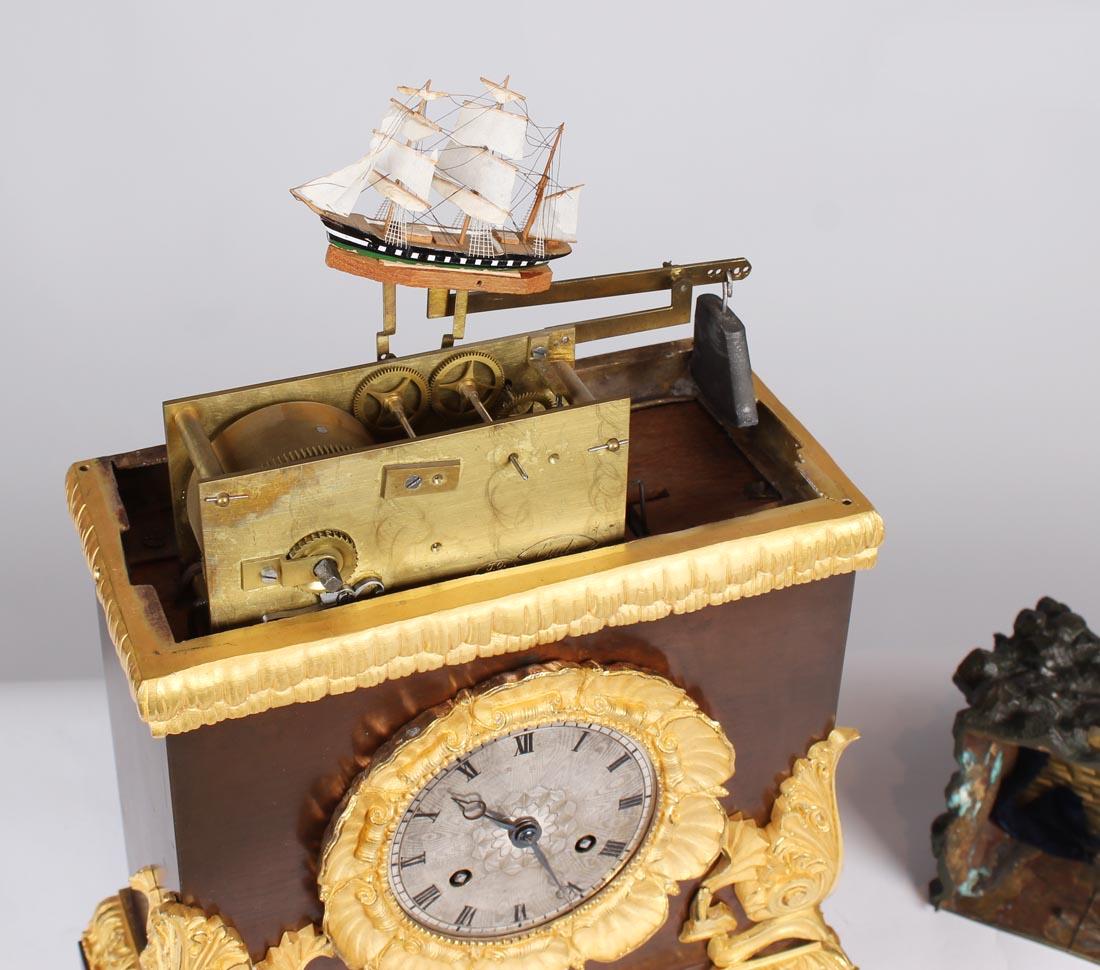 French Mantel Clock, Pendule with Moving Sailboat Automat, Charles X, circa 1840 In Good Condition In Greven, DE