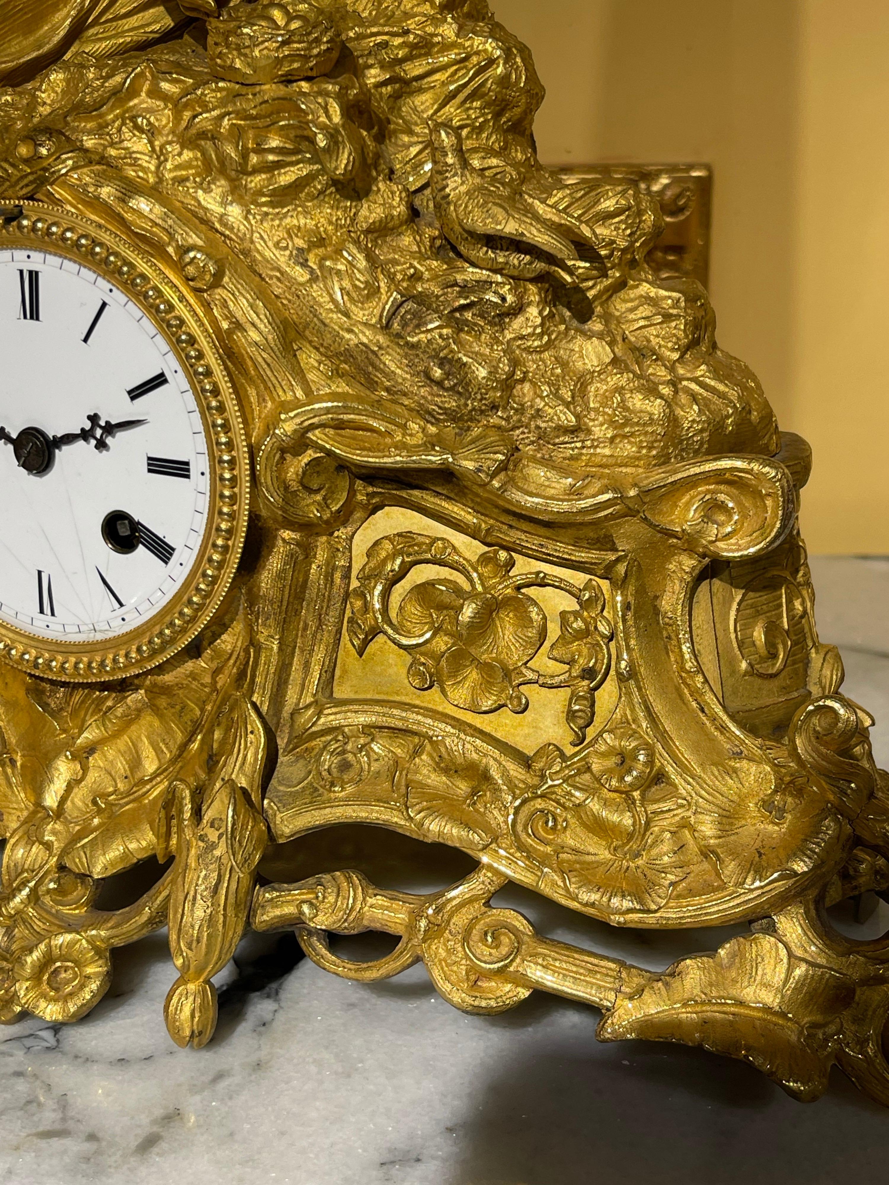 French Mantel Clock / Pendulum Clock, Fire-Gilt, Around 1870-1880 For Sale 3