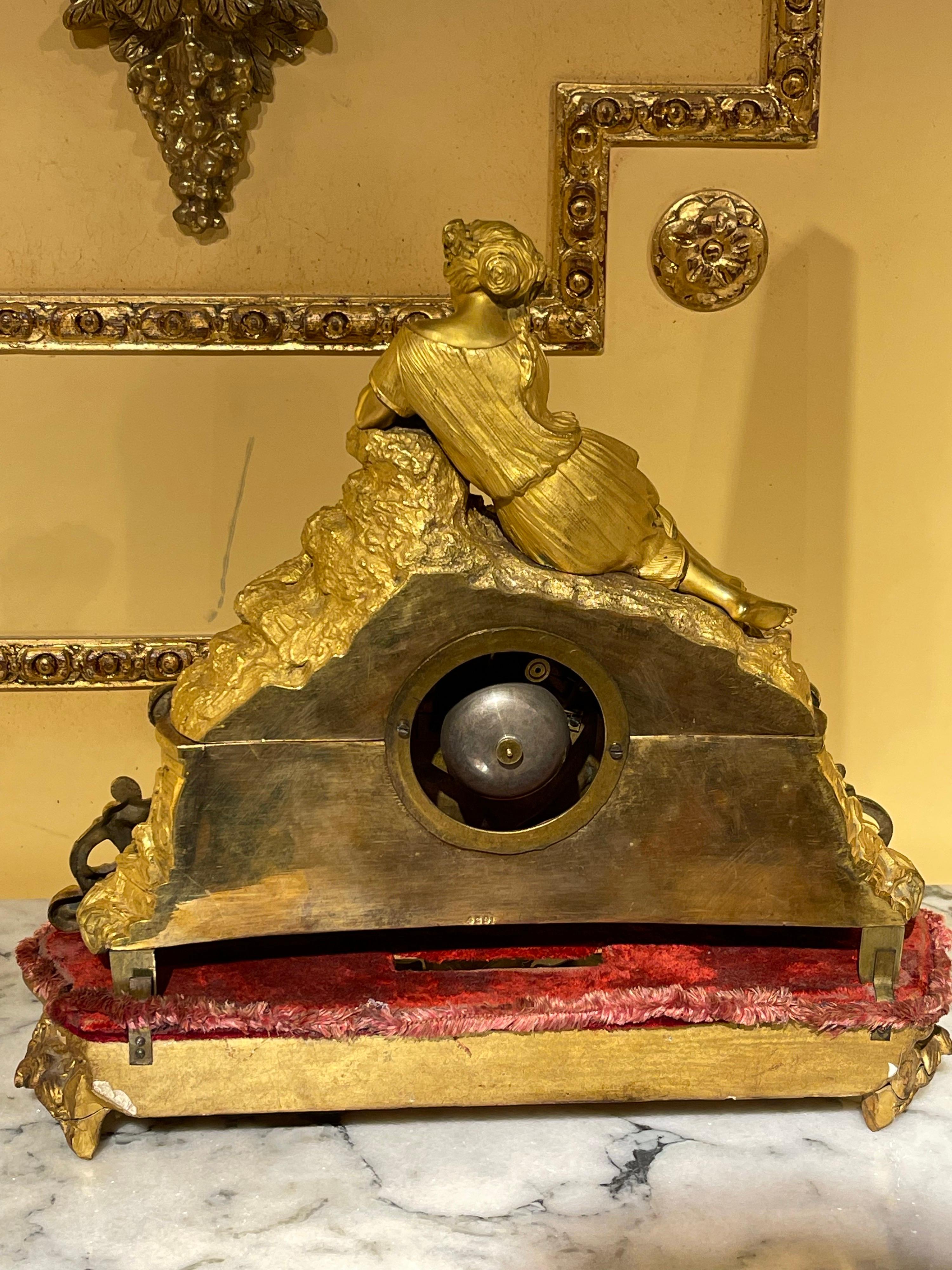 Bronze French Mantel Clock / Pendulum Clock, Fire-Gilt, Around 1870-1880 For Sale