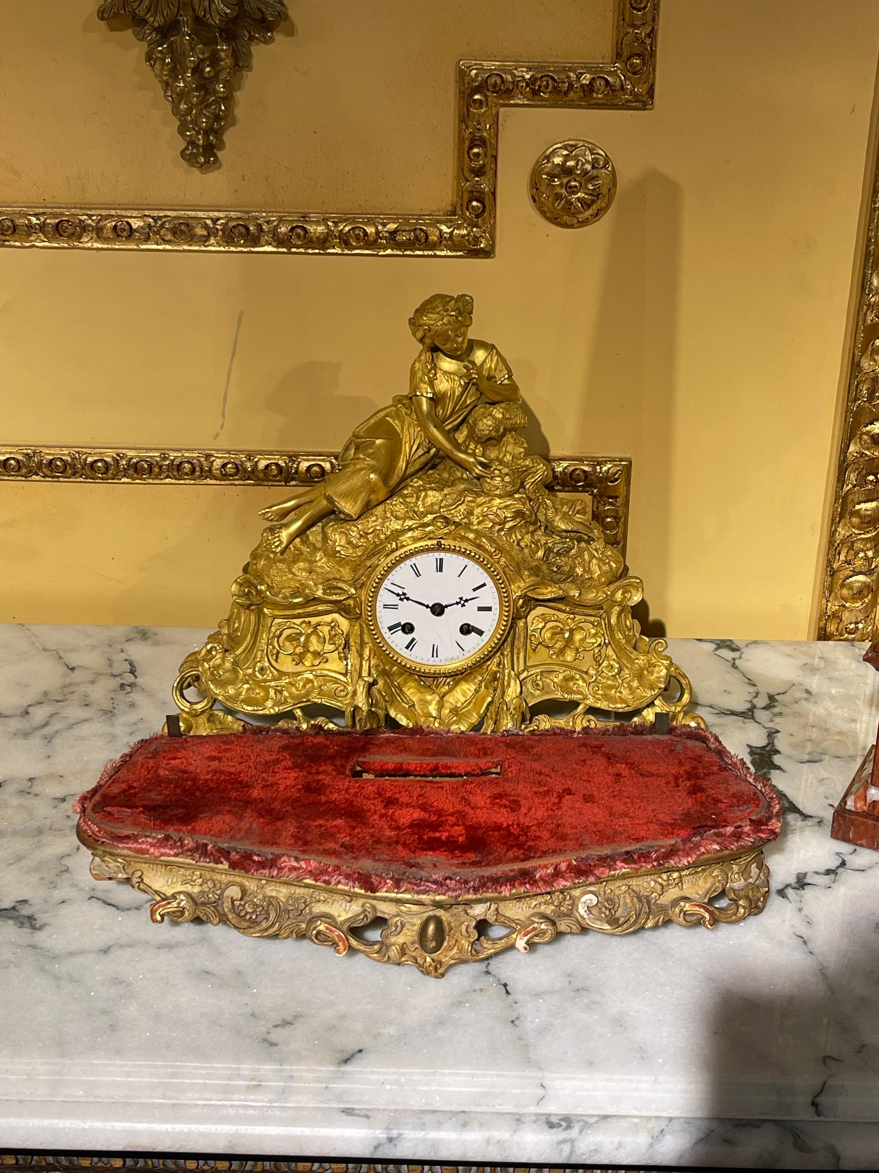 French Mantel Clock / Pendulum Clock, Fire-Gilt, Around 1870-1880 For Sale 1