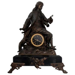 French Mantel Clock Table Clock Marble Antique Old Extra Large