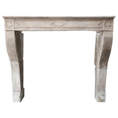 French Mantel Surround of Limestone from the 19th Century