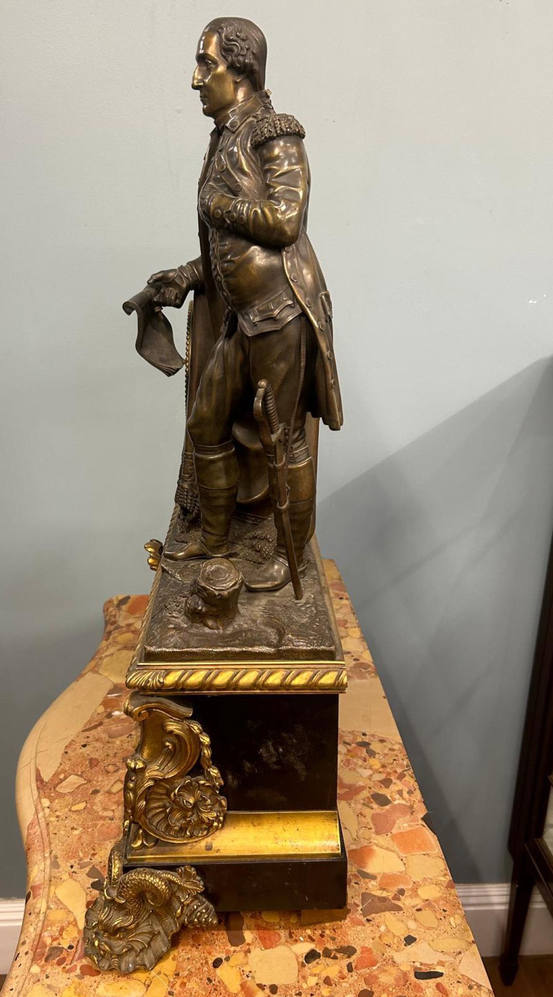 French Mantle Clock Bronze George Washington Louis Philippe In Good Condition In Potters Bar, GB