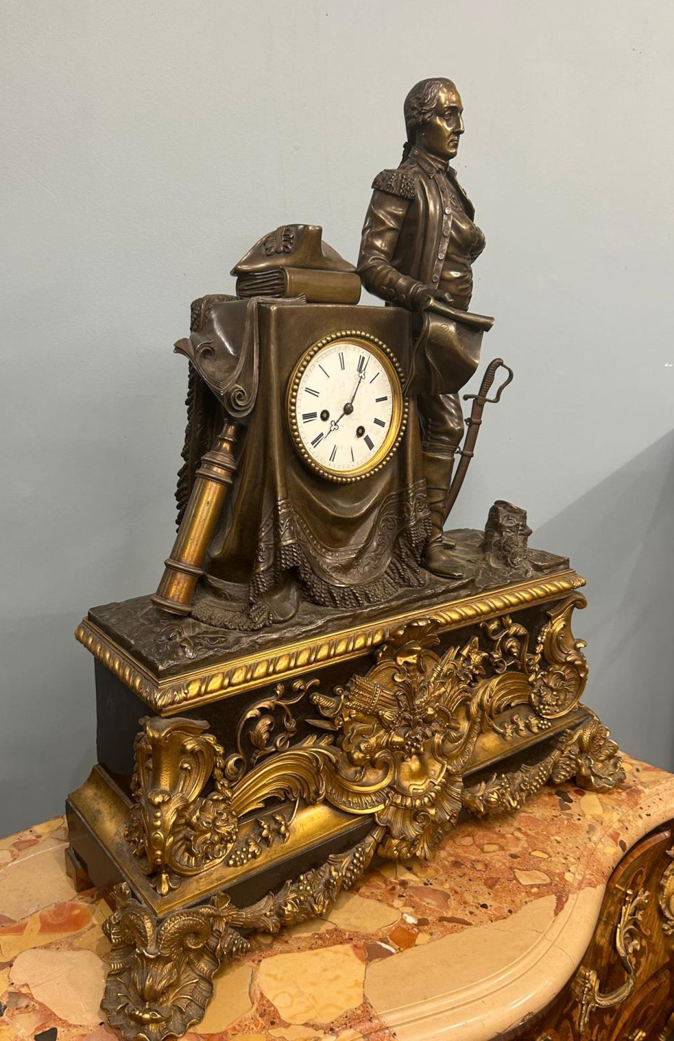 French Mantle Clock Bronze George Washington Louis Philippe 1