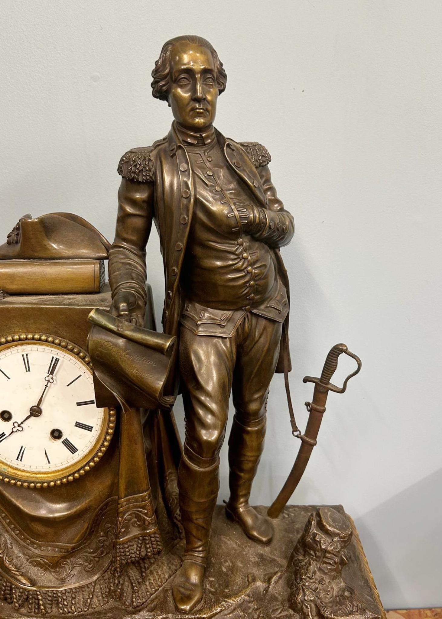 French Mantle Clock Bronze George Washington Louis Philippe 3